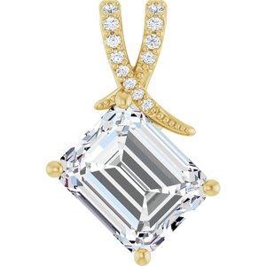 14K Yellow Gold 11x9 mm Emerald Pendant Mounting