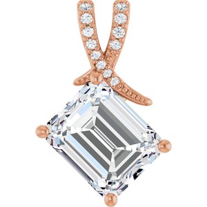 10K Rose Gold 11x9 mm Emerald Pendant Mounting