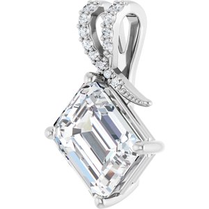 14K White Gold 11x9 mm Emerald Pendant Mounting – image 3