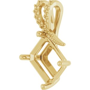 18K Yellow Gold 11x9 mm Emerald Pendant Mounting – image 4