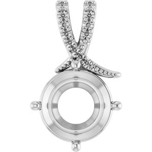 18K White Gold 11 mm Round Pendant Mounting – image 2