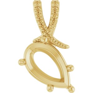 14K Yellow Gold 12x7.5 mm Pear Pendant Mounting – image 2