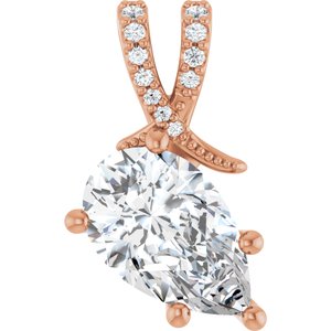 18K Rose Gold 12x7.5 mm Pear Pendant Mounting
