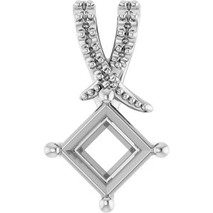 10K White Gold 5x5 mm Square Pendant Mounting – image 2