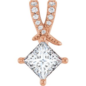 14K Rose Gold 5x5 mm Square Pendant Mounting
