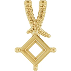 14K Yellow Gold 5x5 mm Square Pendant Mounting – image 2