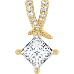 10K Yellow Gold 5x5 mm Square Pendant Mounting