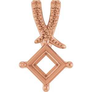 10K Rose Gold 5x5 mm Square Pendant Mounting – image 2