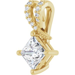 10K Yellow Gold 5x5 mm Square Pendant Mounting – image 3