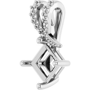 18K White Gold 5x5 mm Square Pendant Mounting – image 4