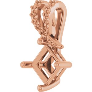 10K Rose Gold 5x5 mm Square Pendant Mounting – image 4