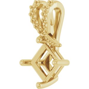 14K Yellow Gold 5x5 mm Square Pendant Mounting – image 4