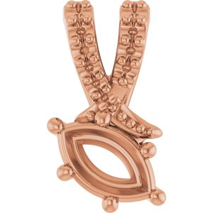 10K Rose Gold 6x3.5 mm Marquise Pendant Mounting – image 2