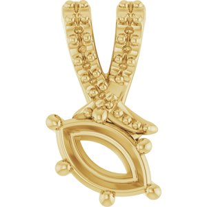 14K Yellow Gold 6x3.5 mm Marquise Pendant Mounting – image 2