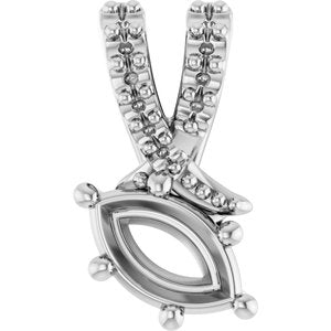 10K White Gold 6x3.5 mm Marquise Pendant Mounting – image 2