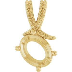 14K Yellow Gold 9x7 mm Oval Pendant Mounting – image 2