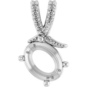18K White Gold 9x7 mm Oval Pendant Mounting – image 2