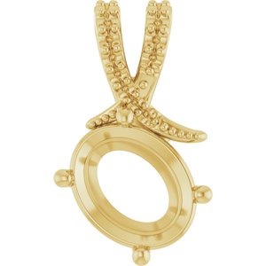 14K Yellow Gold 10x8 mm Oval Pendant Mounting – image 2