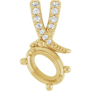 14K Yellow Gold 7x5 mm Oval .05 CTW Natural Diamond Semi-Set Pendant – image 2