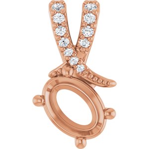 14K Rose Gold 7x5 mm Oval .06 CTW Lab-Grown Diamond Semi-Set Pendant – image 2