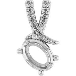 14K White Gold 7x5 mm Oval Pendant Mounting – image 2