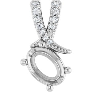 14K White Gold 7x5 mm Oval .06 CTW Lab-Grown Diamond Semi-Set Pendant – image 2