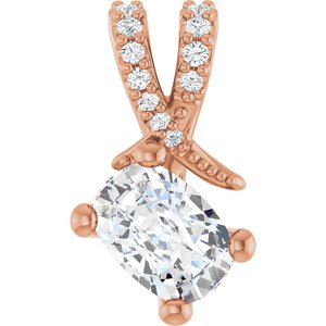 10K Rose Gold 6.5x4.5 mm Elongated Cushion Pendant Mounting