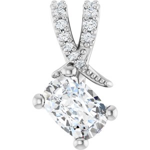 14K X1 White Gold 6.5x4.5 mm Elongated Cushion Pendant Mounting