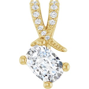 10K Yellow Gold 6.5x4.5 mm Elongated Cushion Pendant Mounting