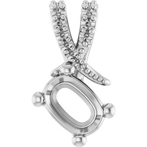 10K White Gold 6.5x4.5 mm Elongated Cushion Pendant Mounting – image 2