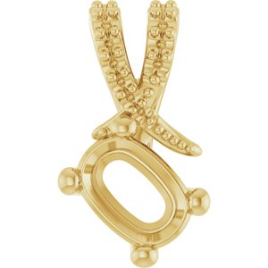 14K Yellow Gold 6.5x4.5 mm Elongated Cushion Pendant Mounting – image 2