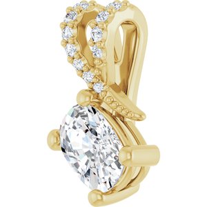 18K Yellow Gold 6.5x4.5 mm Elongated Cushion Pendant Mounting – image 3
