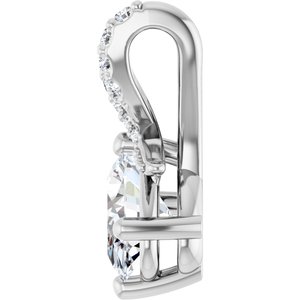 Platinum 7x5 mm Oval .06 CTW Lab-Grown Diamond Semi-Set Pendant – image 5