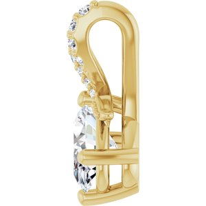 14K Yellow Gold 7x5 mm Oval .05 CTW Natural Diamond Semi-Set Pendant – image 5