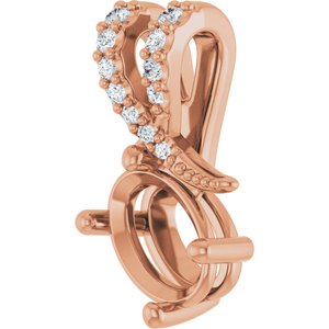 14K Rose Gold 7x5 mm Oval .05 CTW Natural Diamond Semi-Set Pendant – image 4