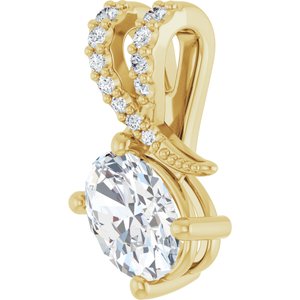 14K Yellow Gold 7x5 mm Oval .05 CTW Natural Diamond Semi-Set Pendant – image 3