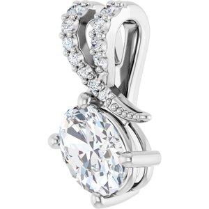 14K White Gold 7x5 mm Oval .06 CTW Lab-Grown Diamond Semi-Set Pendant – image 3