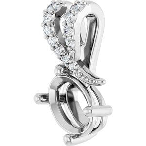 Platinum 7x5 mm Oval .06 CTW Lab-Grown Diamond Semi-Set Pendant – image 4