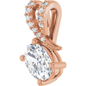 14K Rose Gold 7x5 mm Oval .05 CTW Natural Diamond Semi-Set Pendant – image 3
