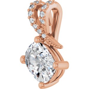 10K Rose Gold 8x6 mm Elongated Cushion Pendant Mounting – image 3