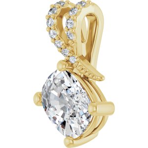 18K Yellow Gold 8x6 mm Elongated Cushion Pendant Mounting – image 3