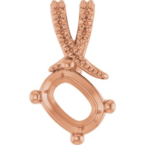 10K Rose Gold 8x6 mm Elongated Cushion Pendant Mounting – image 2