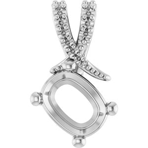 Continuum Sterling Silver 8x6 mm Elongated Cushion Pendant Mounting – image 2