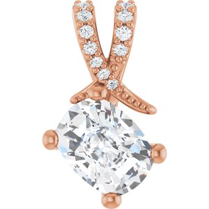 10K Rose Gold 8x6 mm Elongated Cushion Pendant Mounting