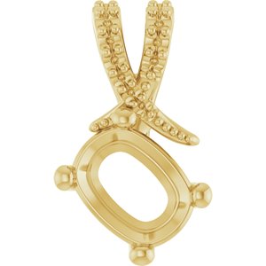 18K Yellow Gold 8x6 mm Elongated Cushion Pendant Mounting – image 2