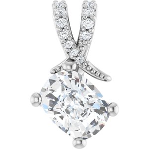 Continuum Sterling Silver 8x6 mm Elongated Cushion Pendant Mounting