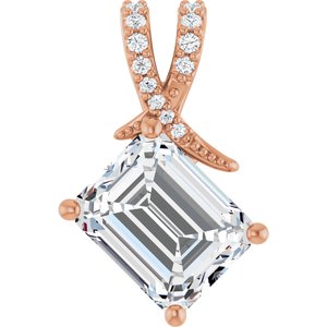 10K Rose Gold 10x8 mm Emerald Pendant Mounting