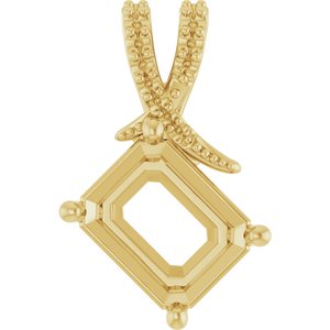 18K Yellow Gold 10x8 mm Emerald Pendant Mounting – image 2