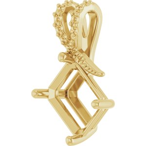 10K Yellow Gold 10x8 mm Emerald Pendant Mounting – image 4