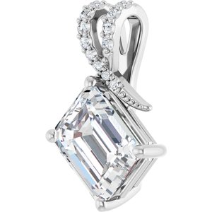 18K White Gold 10x8 mm Emerald Pendant Mounting – image 3